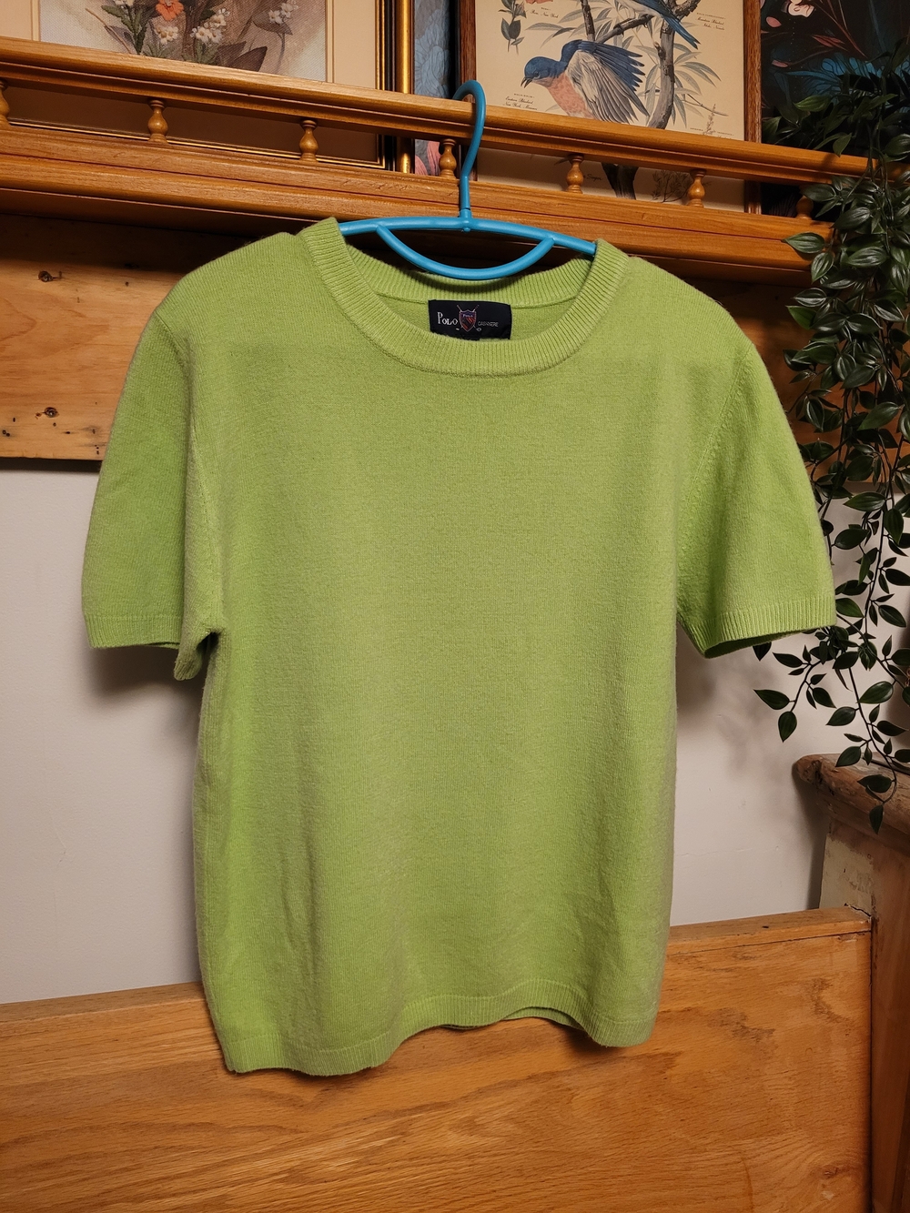 Polo by Ralph Lauren Lime Green Short Sleeve Cashmere Crewneck